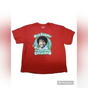 Vingage Bob Ross "Have yourself a happy little Christmas"  Unisex XL tee.